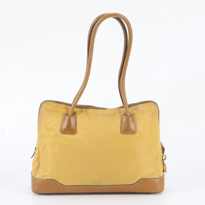 Prada Vintage Tessuto Nylon Triangle Logo Leather Tote Bag — view 3
