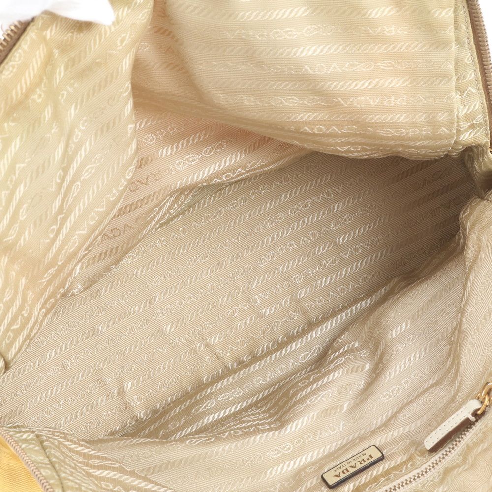 Prada Vintage Tessuto Nylon Triangle Logo Leather Tote Bag — view 7