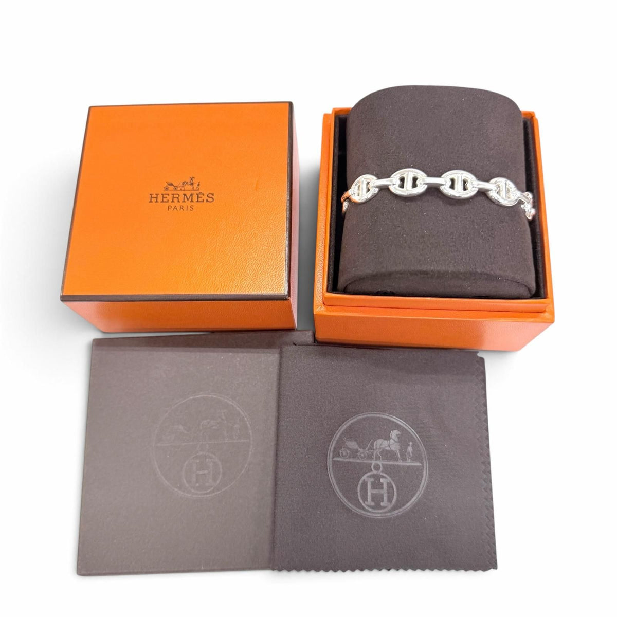 Hermes Chaine D'ancre Enchainee with Cross Bracelet Bangle Silver — view 2