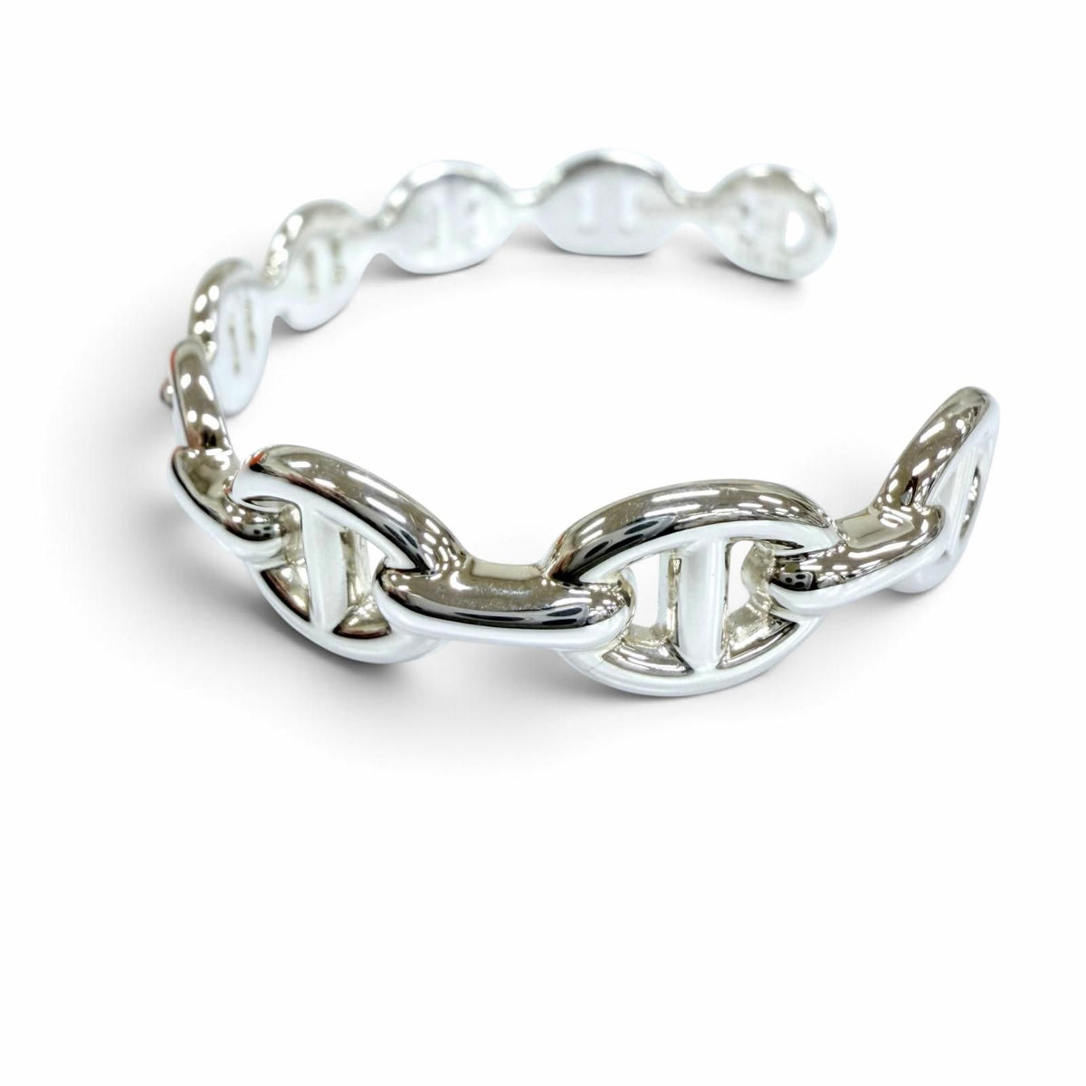 Hermes Chaine D'ancre Enchainee with Cross Bracelet Bangle Silver — view 3