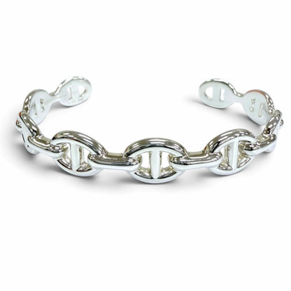 Hermes Chaine D'ancre Enchainee with Cross Bracelet Bangle Silver