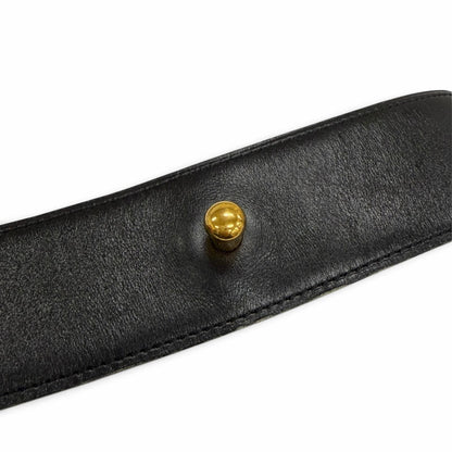 Hermes Vintage Leather Gold Buckle Belt Black 75 — view 6