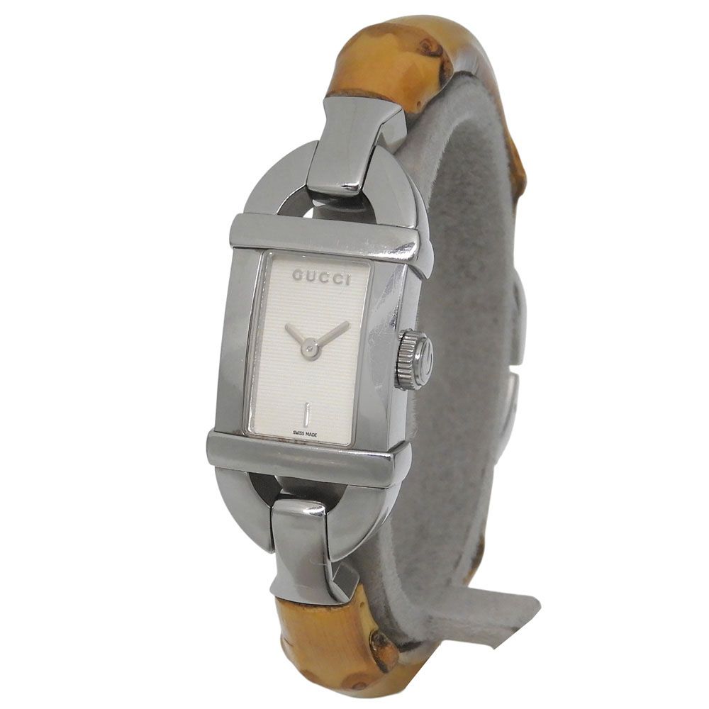 Gucci Bamboo Stainless Steel Quartz Analog Display White Dial Watch — view 2