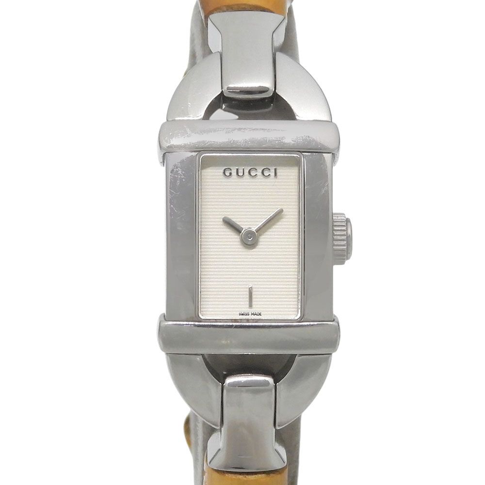 Gucci Bamboo Stainless Steel Quartz Analog Display White Dial Watch