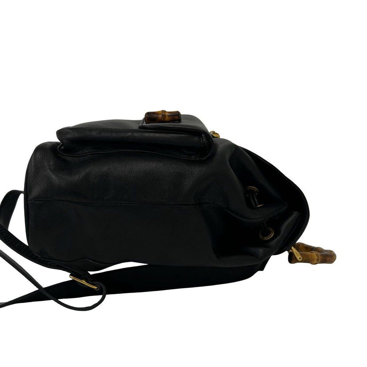 Gucci Vintage Bamboo Leather Backpack Black — view 6
