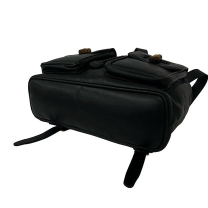 Gucci Vintage Bamboo Leather Backpack Black — view 8