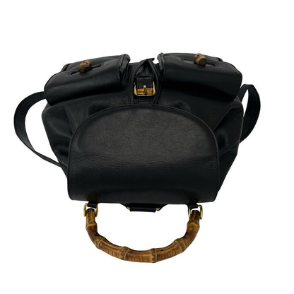 Gucci Vintage Bamboo Leather Backpack Black — view 4