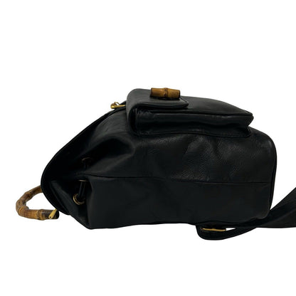 Gucci Vintage Bamboo Leather Backpack Black — view 5