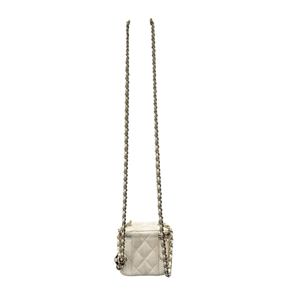 Chanel Quilted Small Vanity White Gold Leather Shoulder Bag Chain — view 2