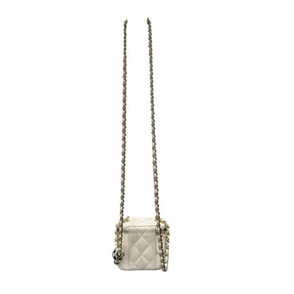 Chanel Quilted Small Vanity White Gold Leather Shoulder Bag Chain — view 2