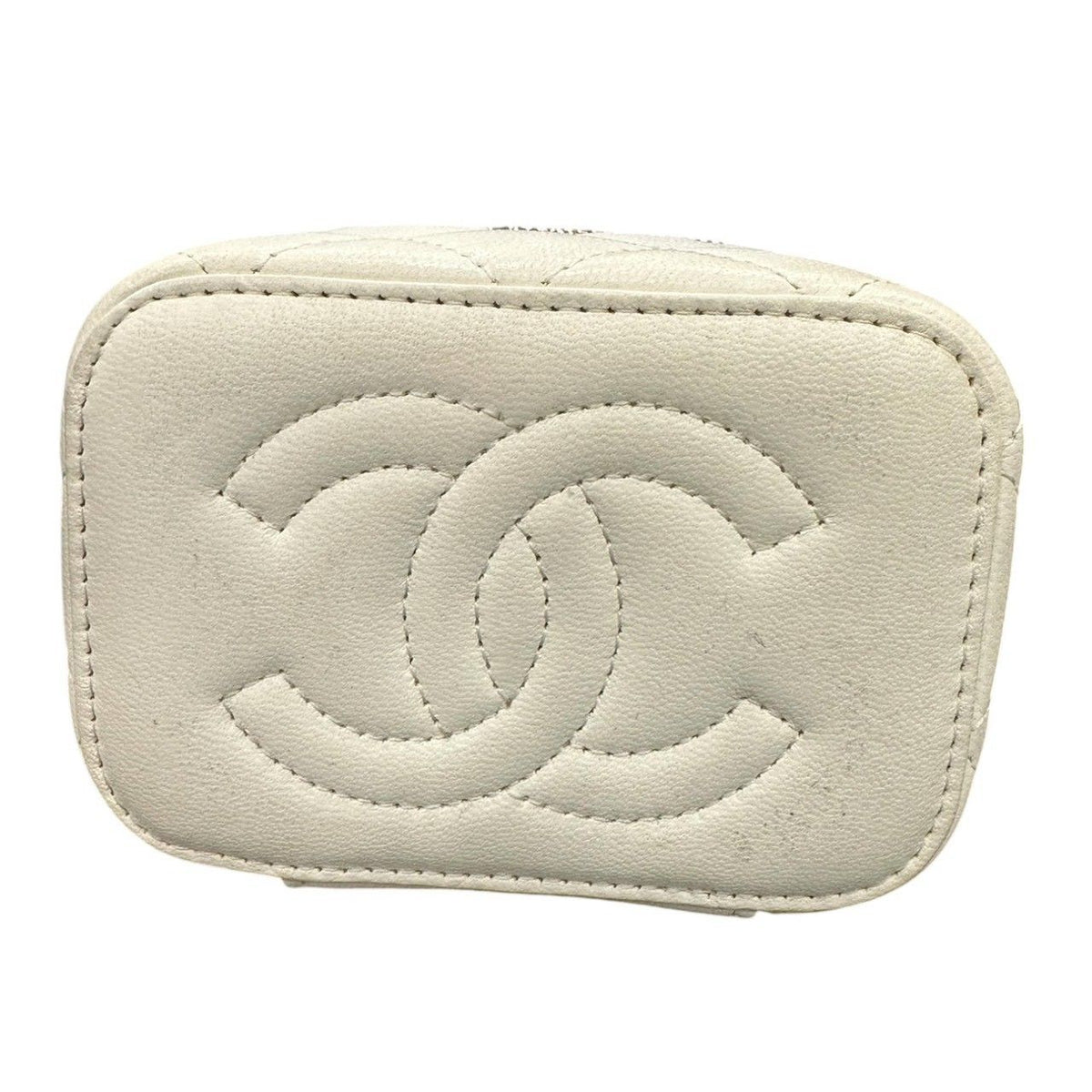 Chanel Quilted Small Vanity White Gold Leather Shoulder Bag Chain — view 5