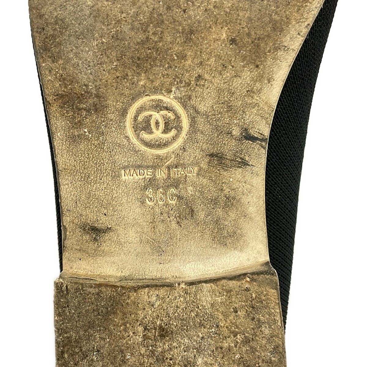 Chanel Flat Shoes Black White Ivory Knit CC Logo Leather — view 6
