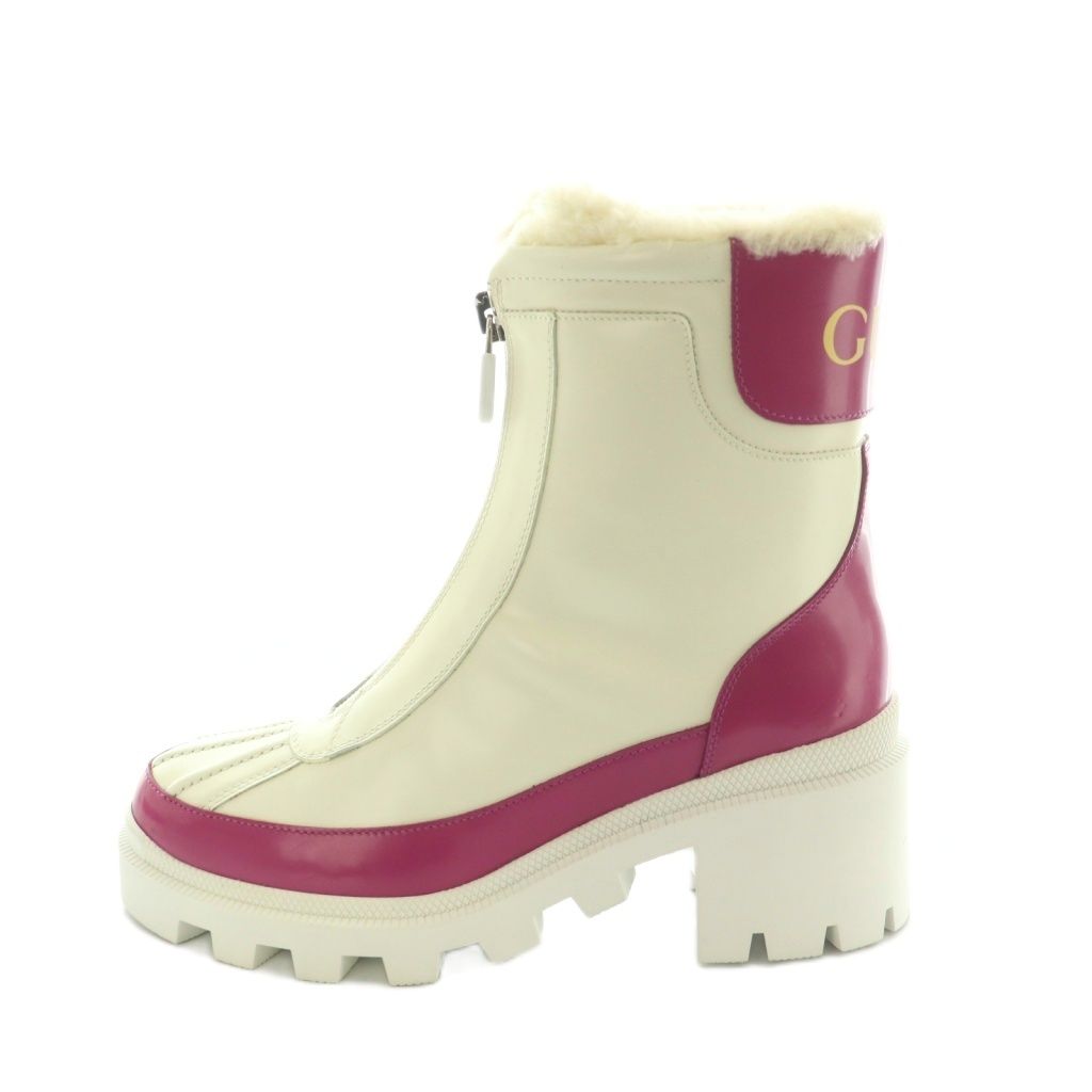 Gucci Magnum Short Boots Thick Sole Ivory Magenta Pink