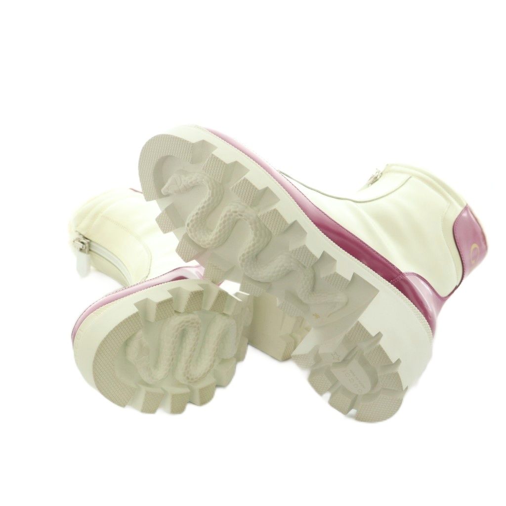 Gucci Magnum Short Boots Thick Sole Ivory Magenta Pink — view 5