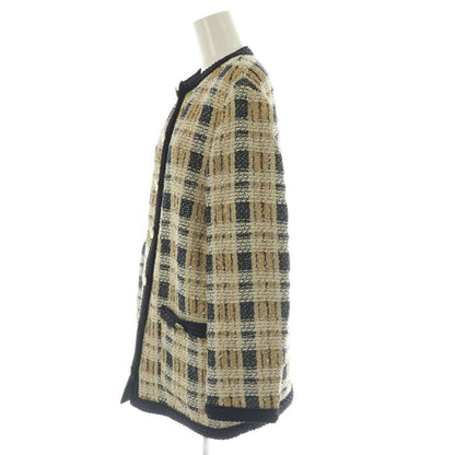 Gucci Tweed Jacket Collarless Beige Navy 36 — view 3