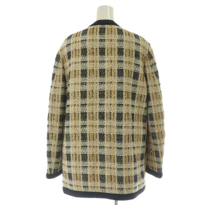 Gucci Tweed Jacket Collarless Beige Navy 36 — view 2