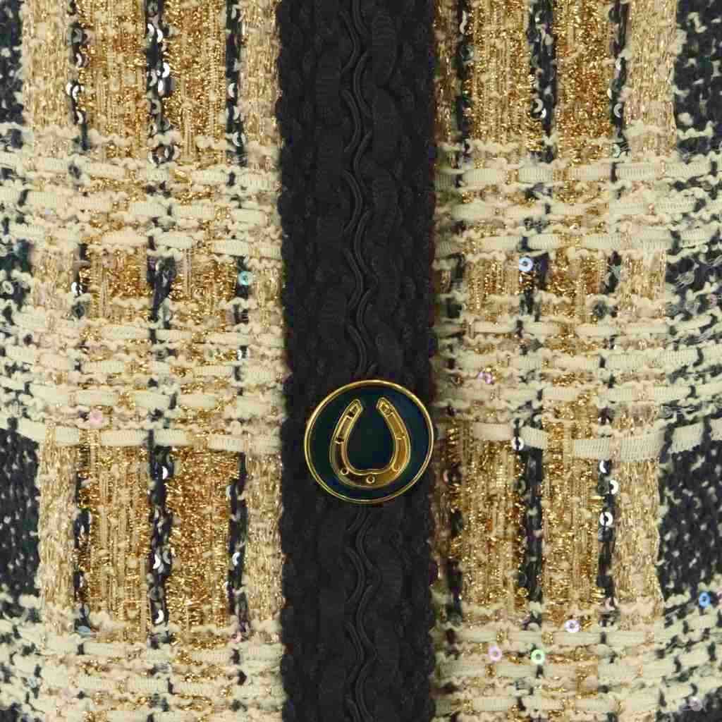 Gucci Tweed Jacket Collarless Beige Navy 36 — view 4