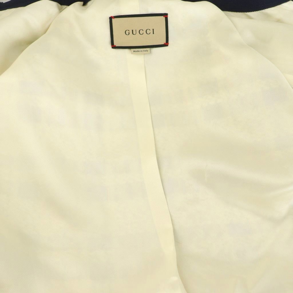 Gucci Tweed Jacket Collarless Beige Navy 36 — view 5