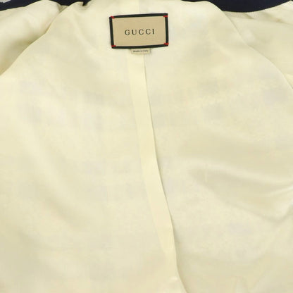 Gucci Tweed Jacket Collarless Beige Navy 36 — view 5