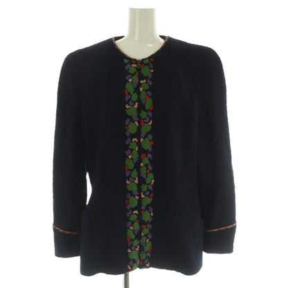 Chanel 97A Set Vertical CC Logo Coco Buttons Tweed Jacket Collarless Zip — view 2