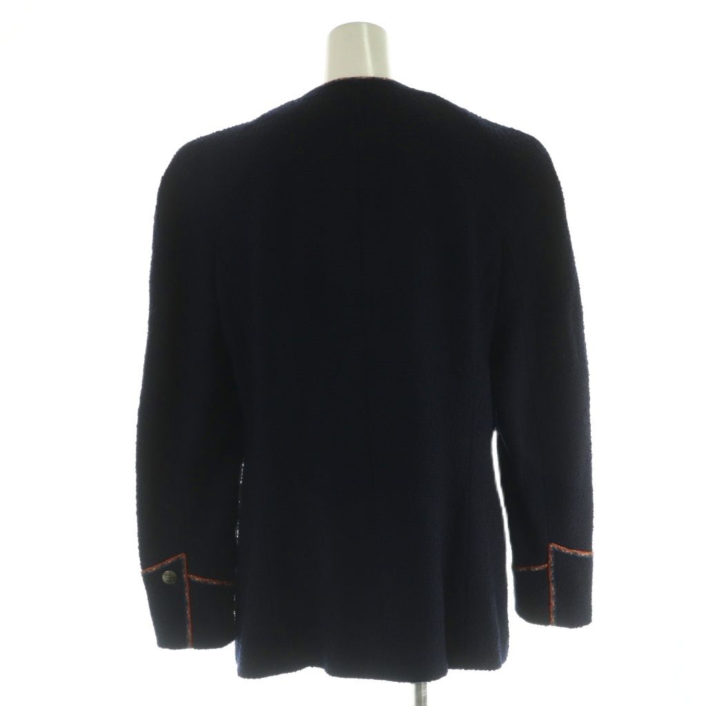 Chanel 97A Set Vertical CC Logo Coco Buttons Tweed Jacket Collarless Zip — view 3