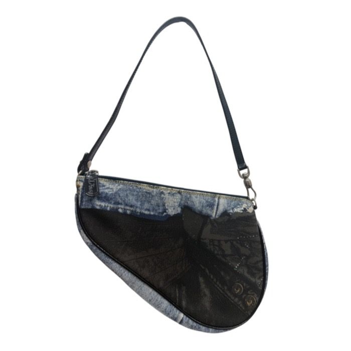 Dior Saddle Blue Canvas Leather Shoulder Bag — view 2