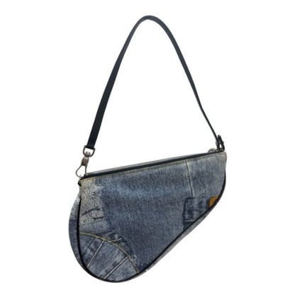 Dior Saddle Blue Canvas Leather Shoulder Bag