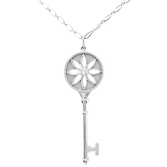 Tiffany & Co Daisy Key Necklace 18k White Gold Diamond