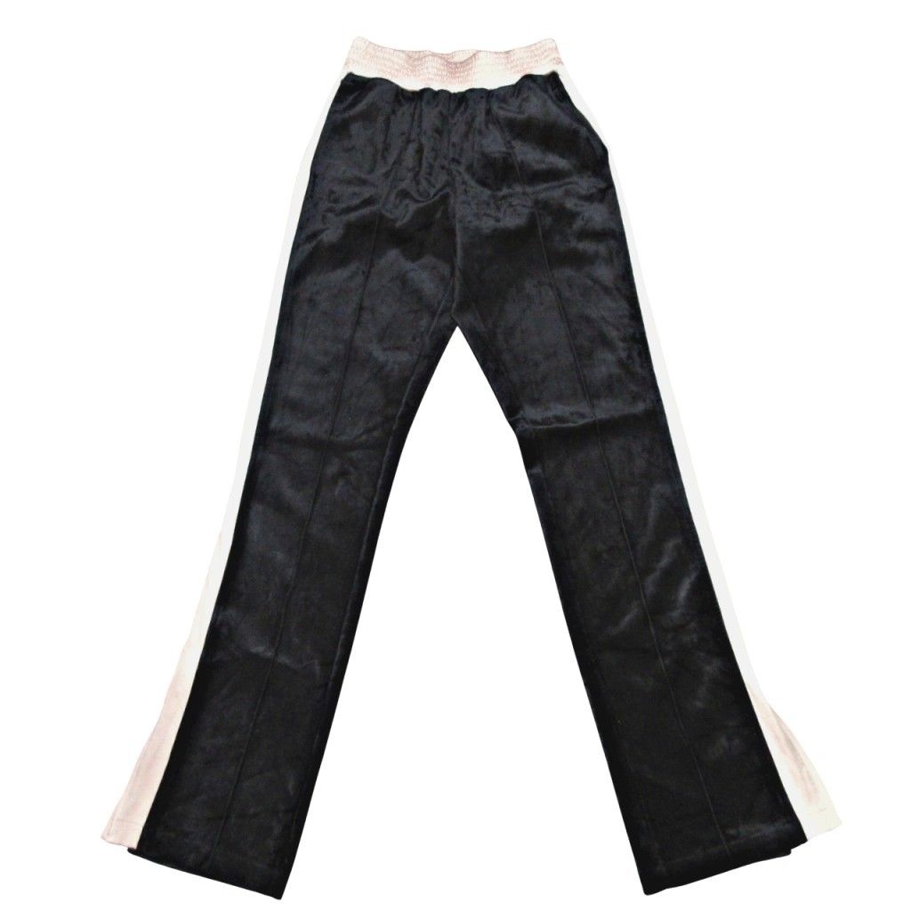 Chanel Vintage Vip Limited Side Line Velour Track Pants Easy Black