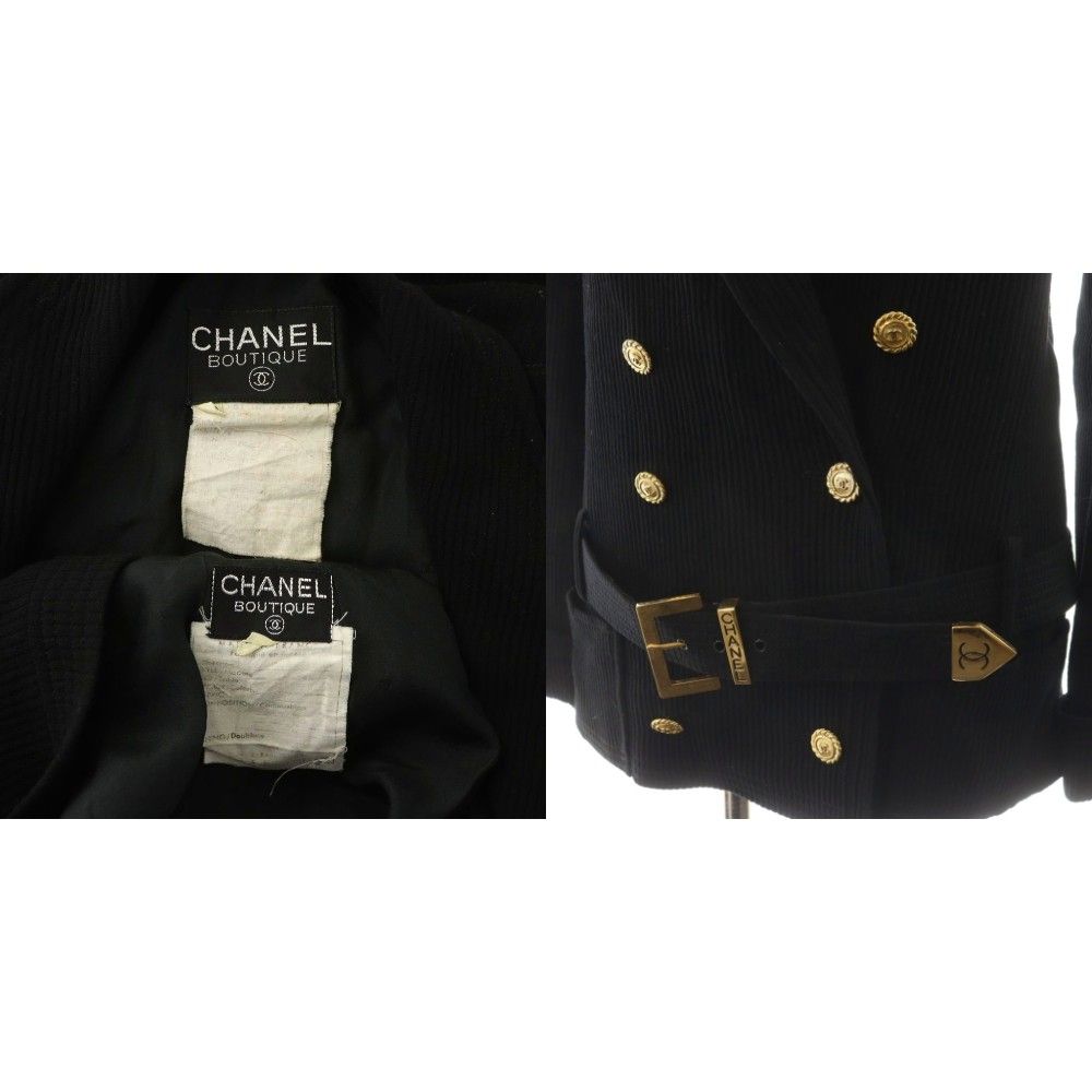 Chanel Vintage Set Double Tailored Jacket Pencil Skirt Knee-Length CC Logo Coco — view 7