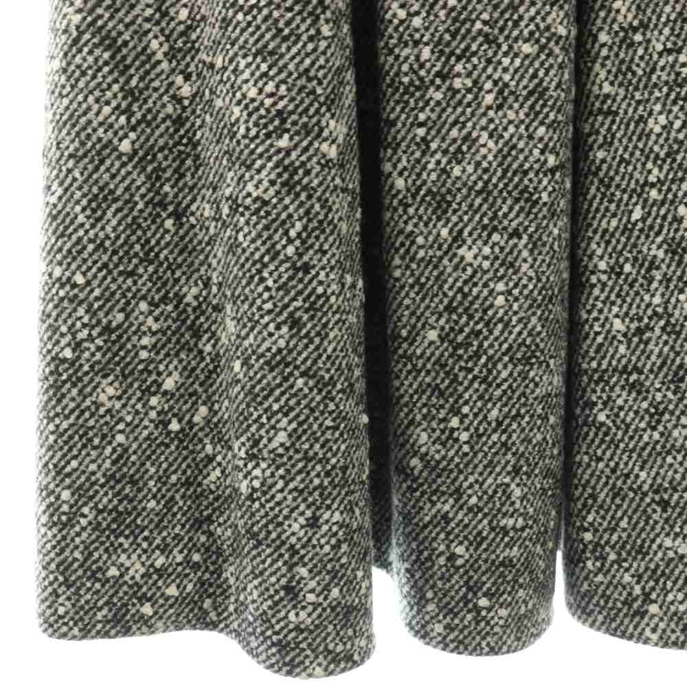 Dior Tweed Long Skirt Flared Wool with Belt Black Gray 38 — view 4