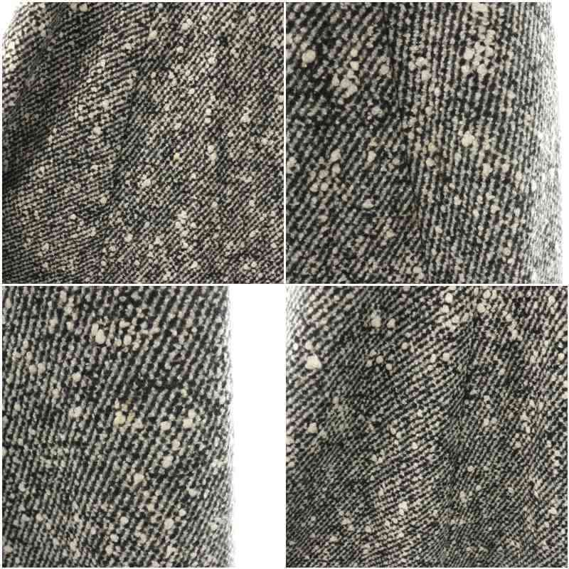 Dior Tweed Long Skirt Flared Wool with Belt Black Gray 38 — view 7