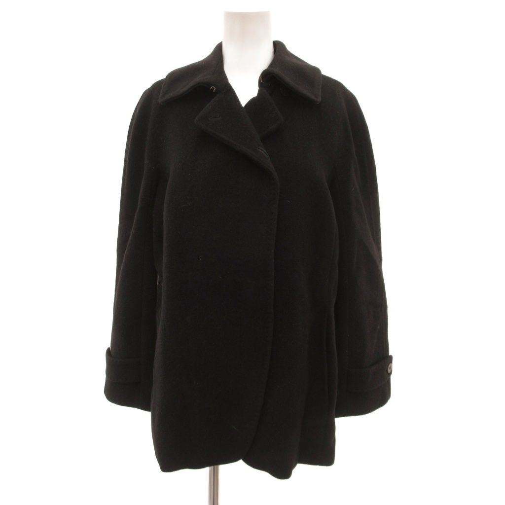 Max Mara Pea Coat Peacoat Melton Wool Cashmere Foil Black 36