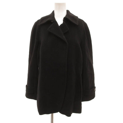 Max Mara Pea Coat Peacoat Melton Wool Cashmere Foil Black 36