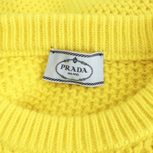 Prada Virgin Wool Cashmere Waffle Knit Sweater Yellow 38 — view 5