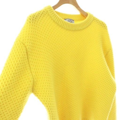 Prada Virgin Wool Cashmere Waffle Knit Sweater Yellow 38 — view 3