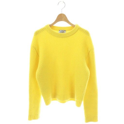 Prada Virgin Wool Cashmere Waffle Knit Sweater Yellow 38