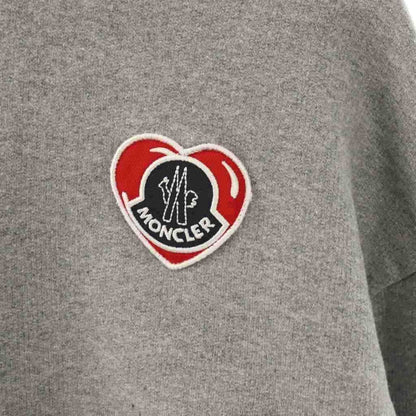 Moncler Hoodie Heart Patch Sweatshirt Brushed Lining Gray L — view 3