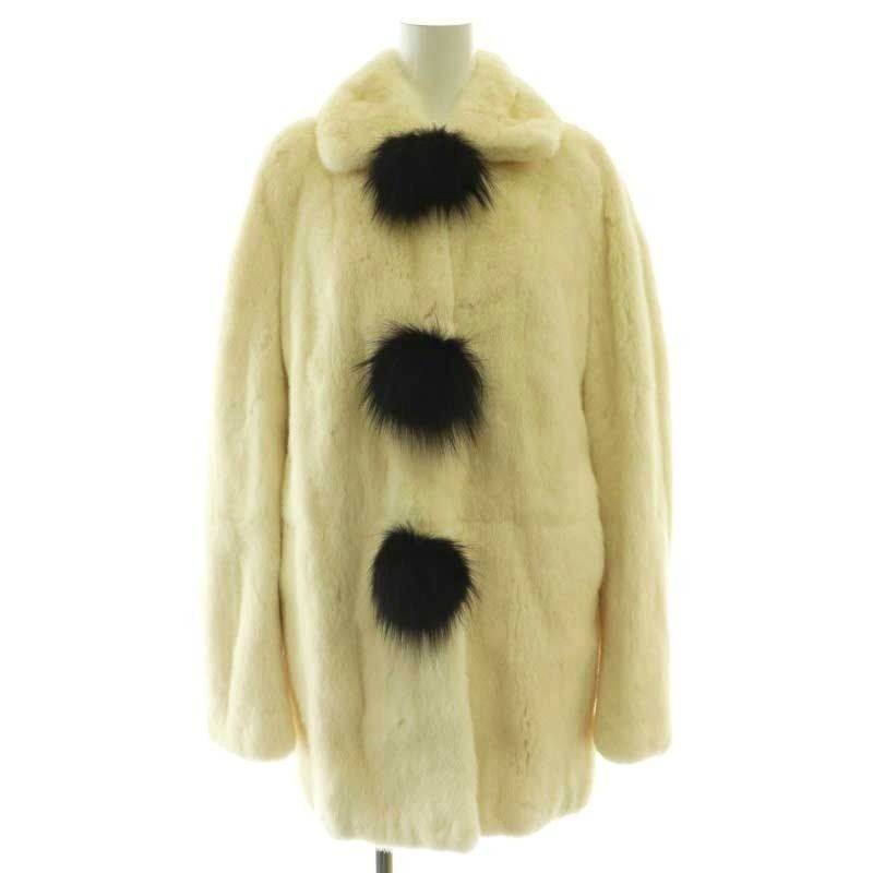 Saint Laurent Paris Mink Coat Outer Off White Black