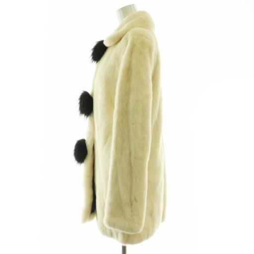 Saint Laurent Paris Mink Coat Outer Off White Black — view 3