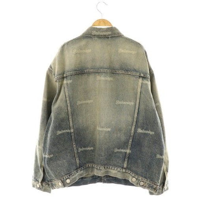 Balenciaga Logo Print Denim Jacket Cotton Navy S — view 2