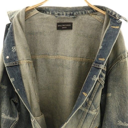 Balenciaga Logo Print Denim Jacket Cotton Navy S — view 5