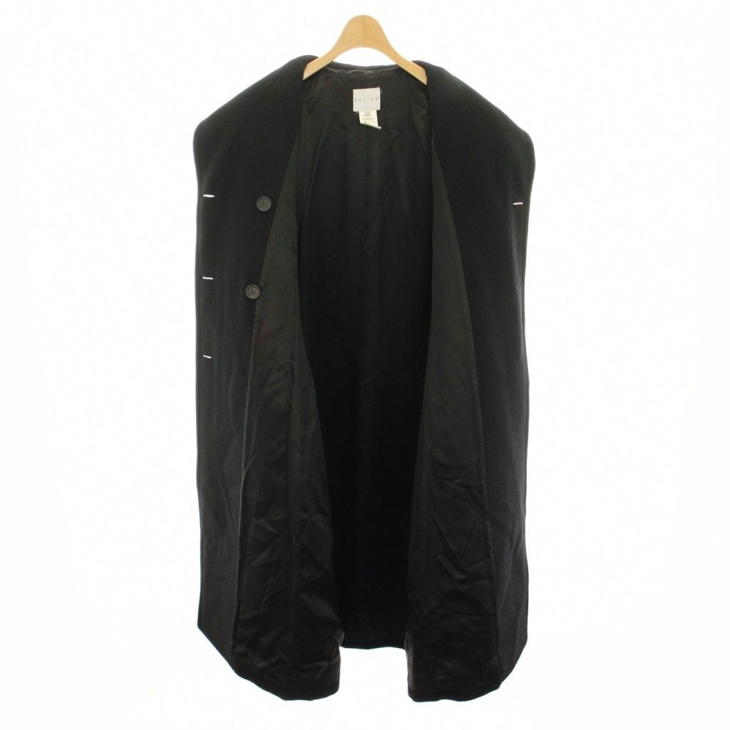 Celine Double Breasted Coat Long Cashmere Black 36 — view 4