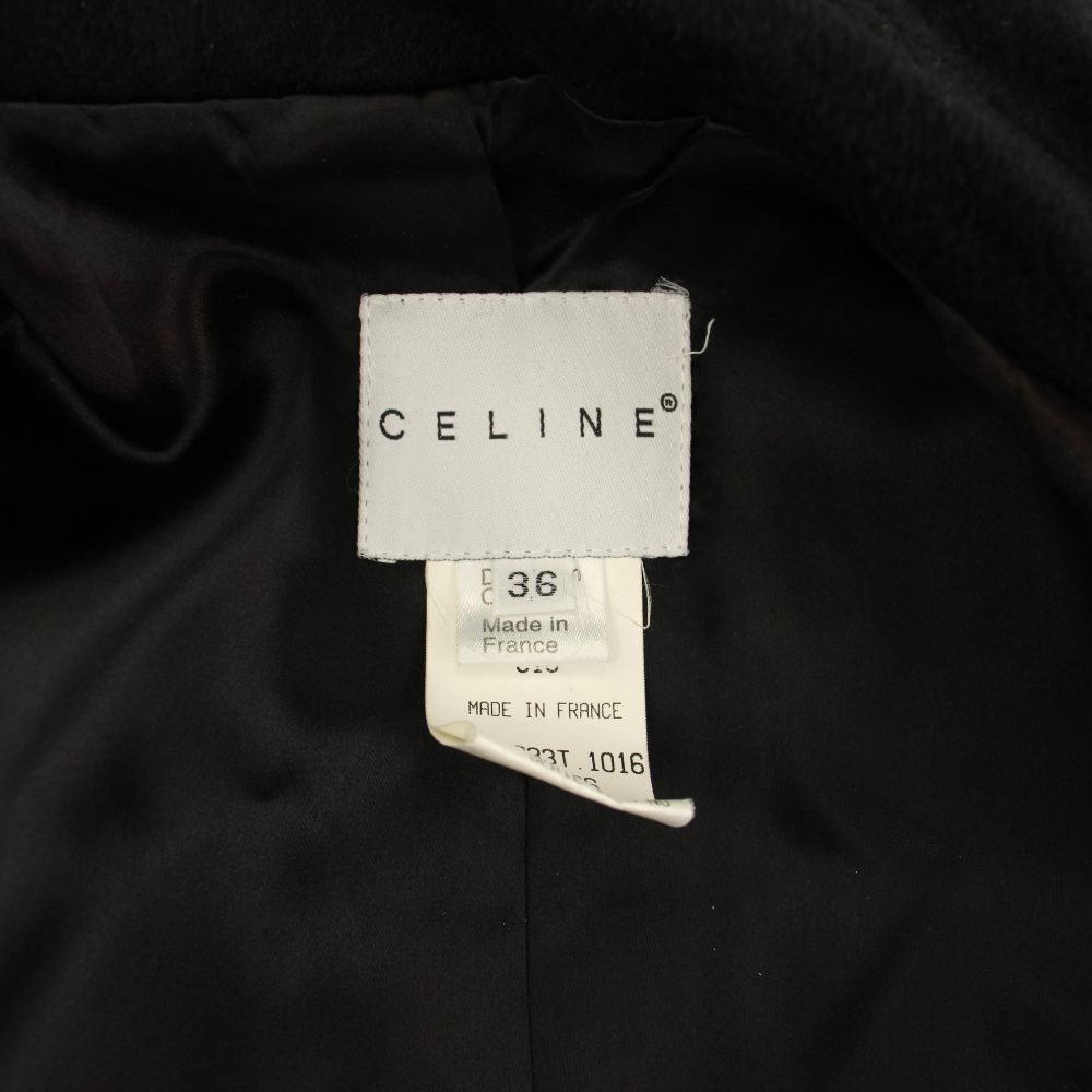 Celine Double Breasted Coat Long Cashmere Black 36 — view 5