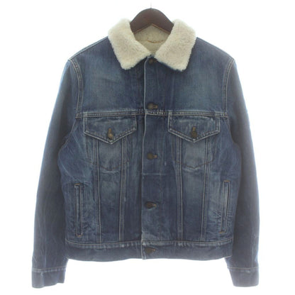 Saint Laurent Paris Denim Jacket Fleece Logo Patch Indigo Blue M
