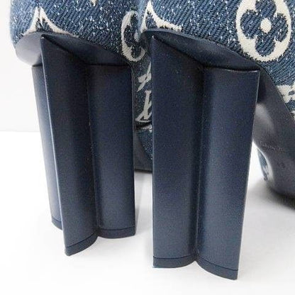 Louis Vuitton Silhouette Line Monogram Denim Ankle Boots Short High Heels — view 7