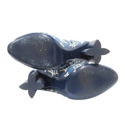 Louis Vuitton Silhouette Line Monogram Denim Ankle Boots Short High Heels — view 5