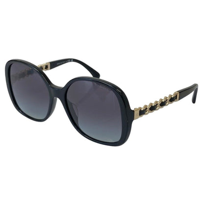 Chanel Chain Motif Temple Sunglasses Black Eyewear