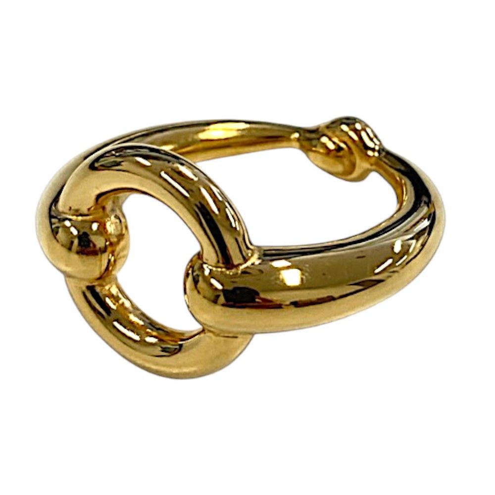Hermes Horsebit Design Scarf Ring Gold Colored