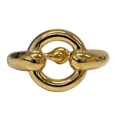 Hermes Horsebit Design Scarf Ring Gold Colored — view 2